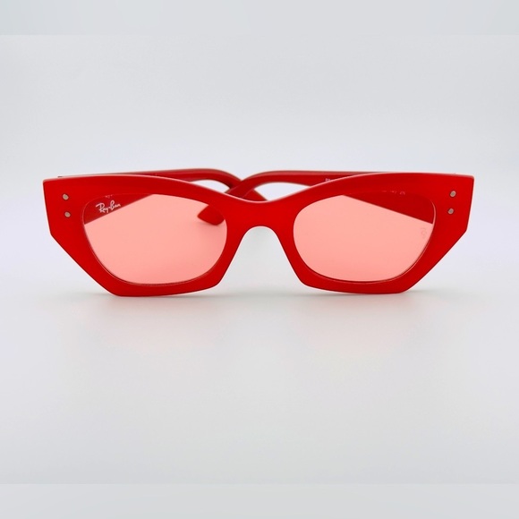 Ray-Ban Zena Sunglasses RB4430 Polished Red Cherry Frame with Pink Lenses Unisex main image 8